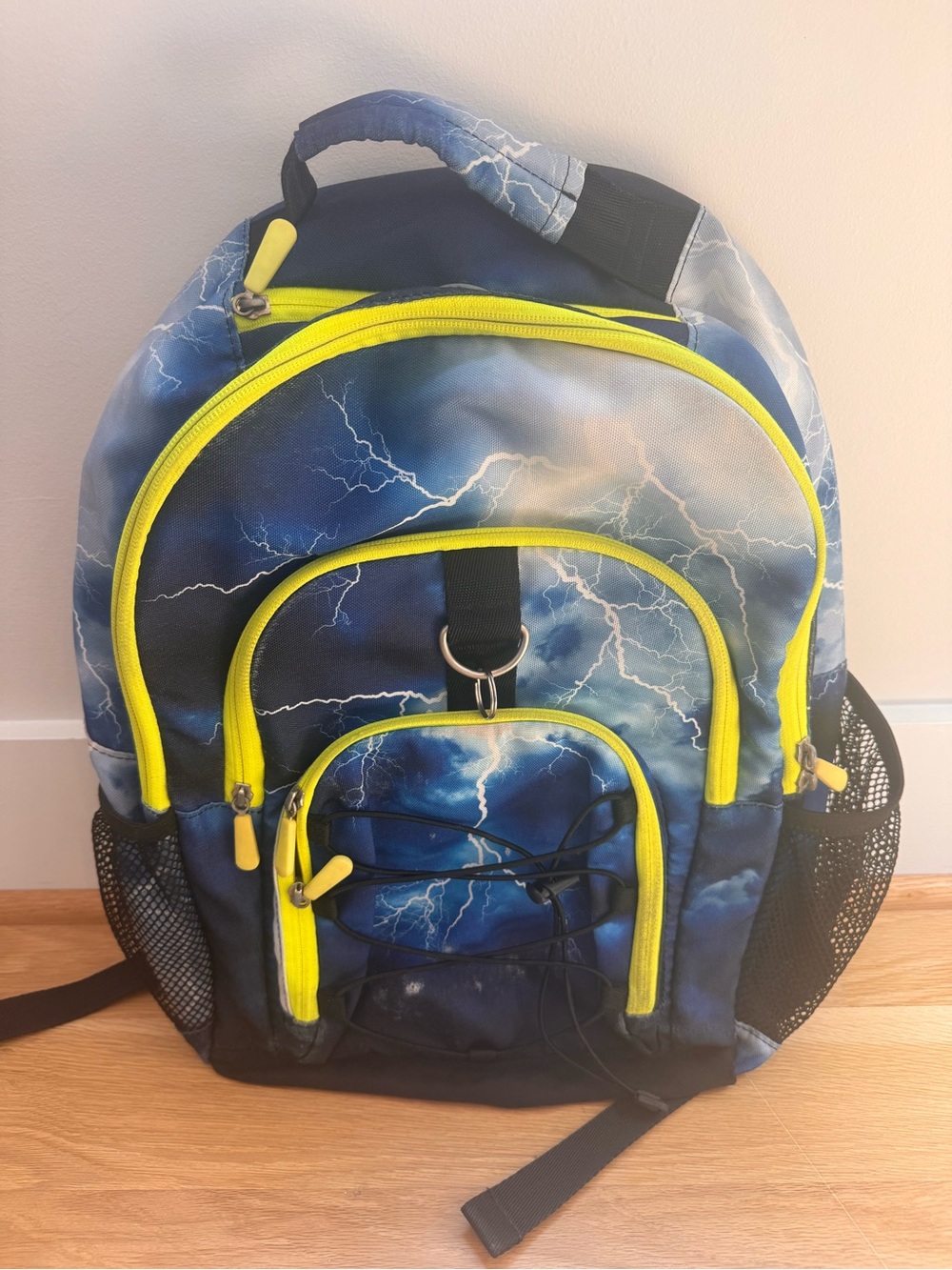Pottery Barn Teen Blue Lightning Backpack with Neon Yellow Trim
